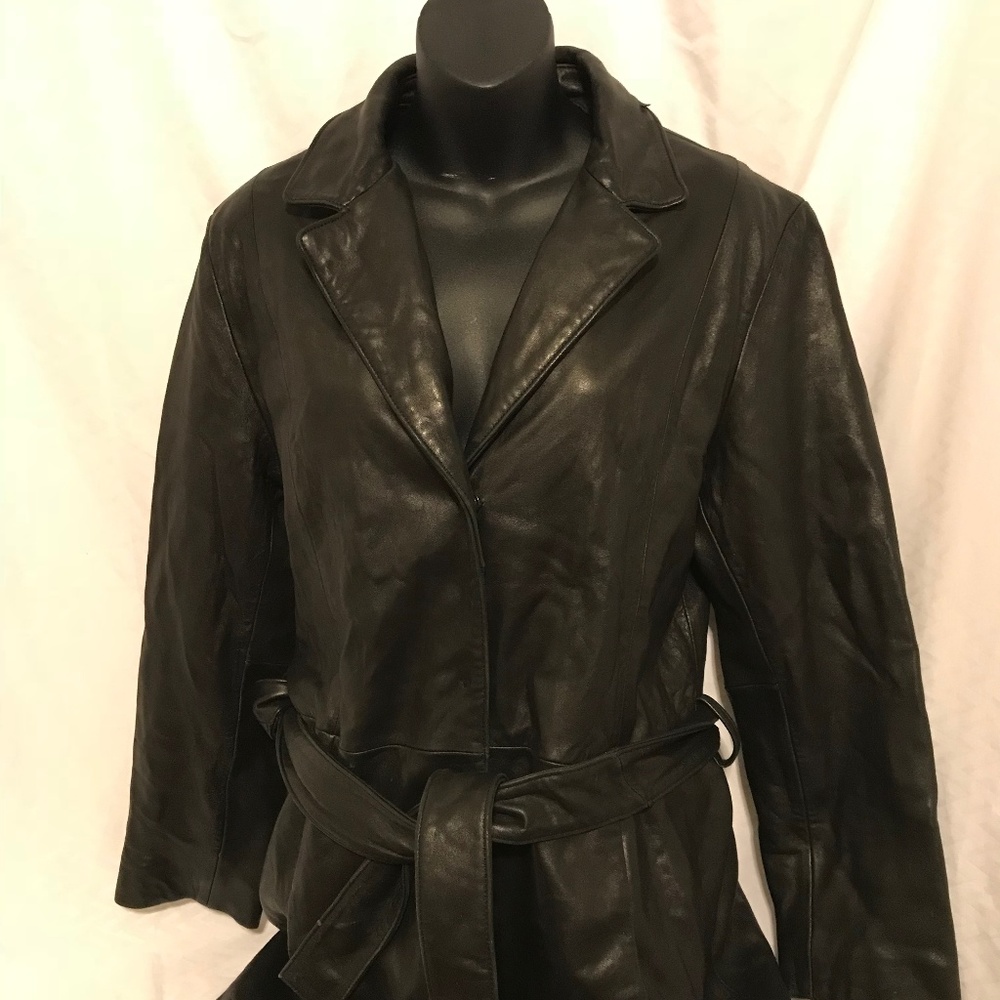 GENUINE LEATHER KNEE LENGTH COAT